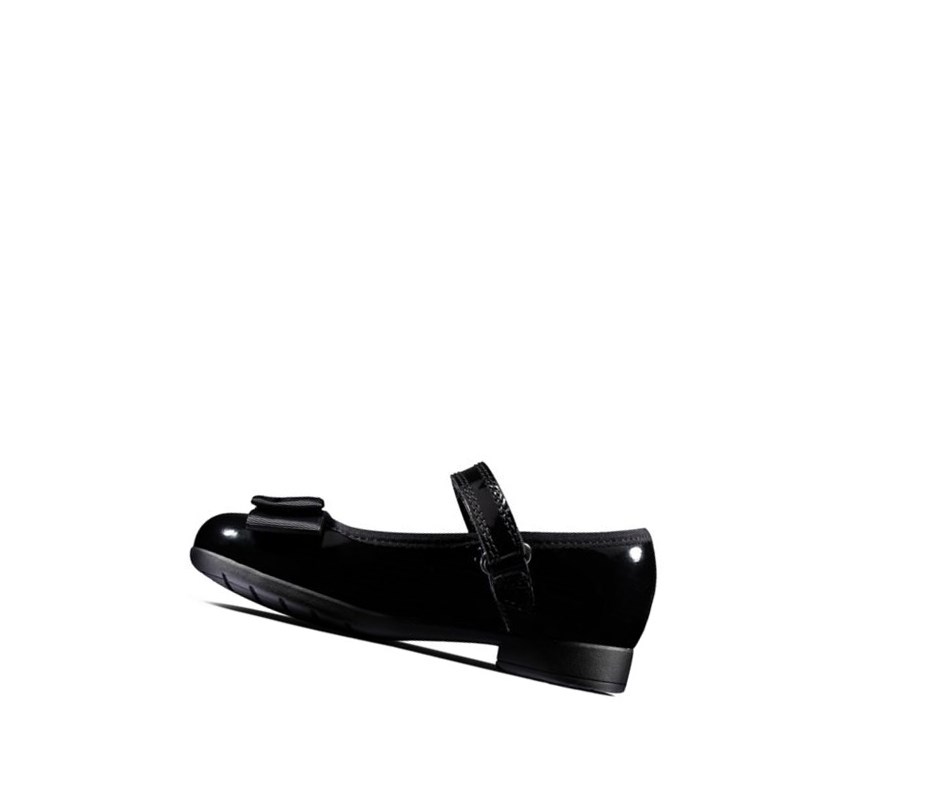Clarks Scala Tap Lack Textil Freizeitschuhe Mädchen Schwarz | ZGEO45763
