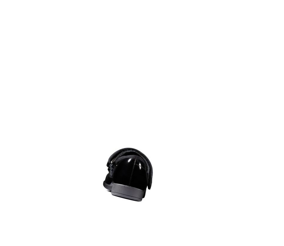 Clarks Scala Tap Lack Textil Schulschuhe Mädchen Schwarz | GNDF75986