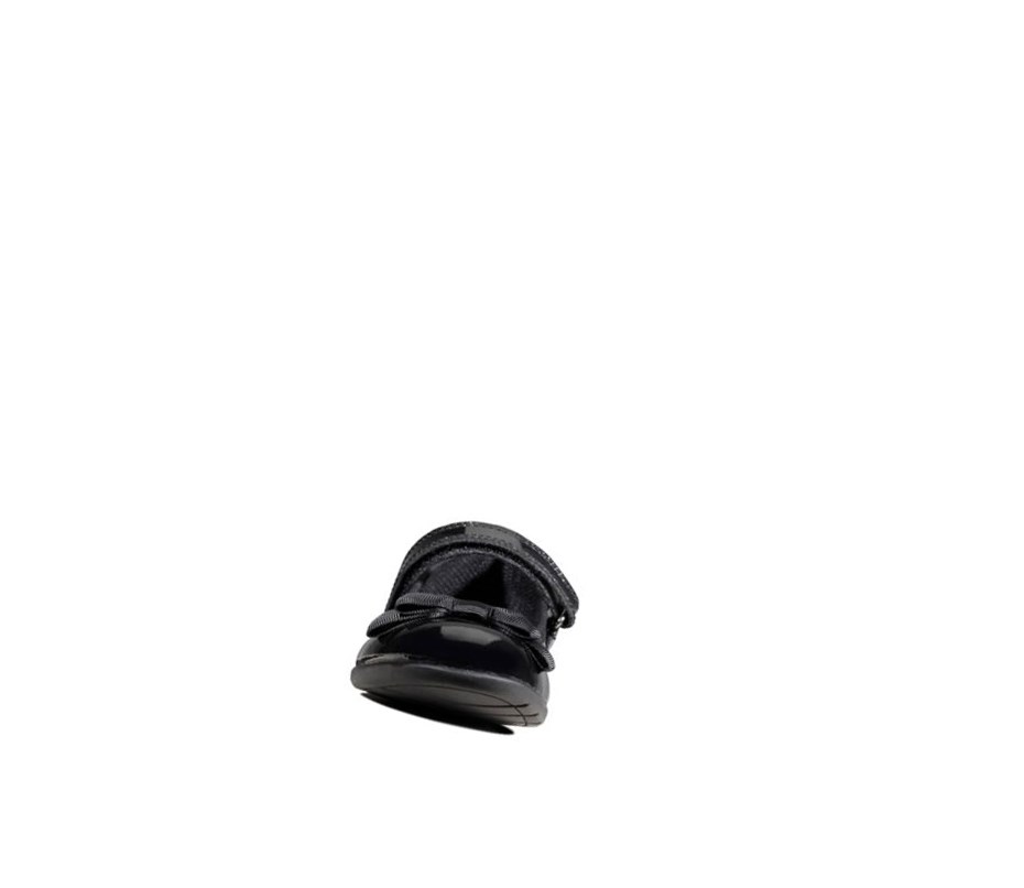 Clarks Scala Tap Lack Textil Schulschuhe Mädchen Schwarz | VJLM14809