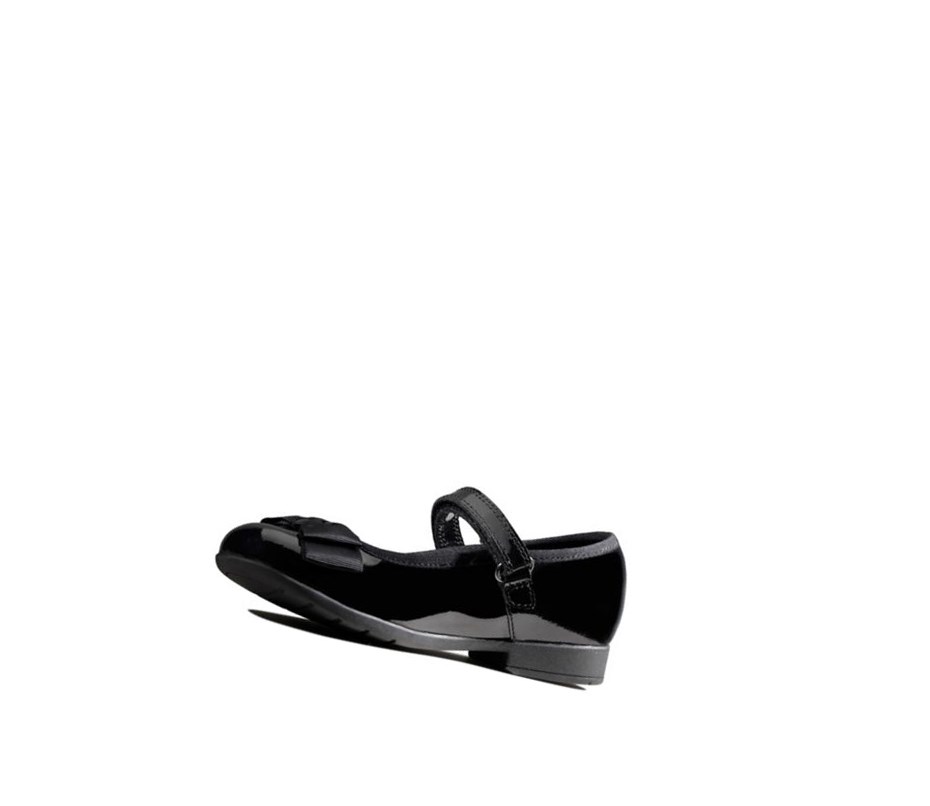 Clarks Scala Tap Lack Textil Schulschuhe Mädchen Schwarz | VJLM14809