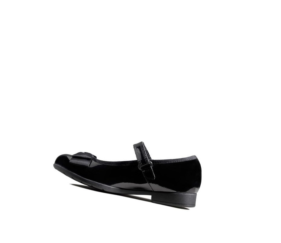 Clarks Scala Tap Lack Textil Schulschuhe Mädchen Schwarz | VJLM14809