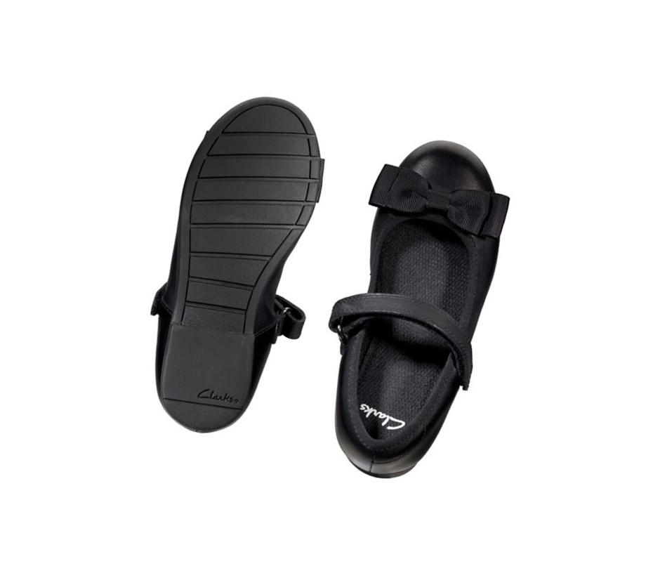 Clarks Scala Tap Leder Schulschuhe Mädchen Schwarz | RTHK61708