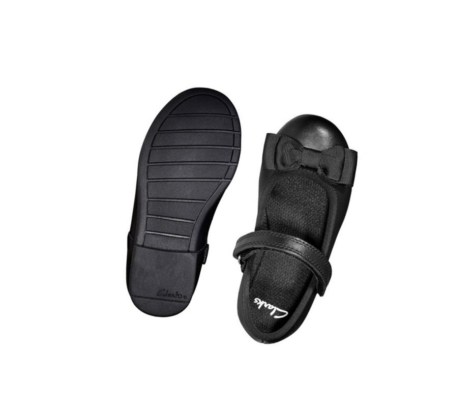 Clarks Scala Tap Leder Schulschuhe Mädchen Schwarz | ZFCW45213