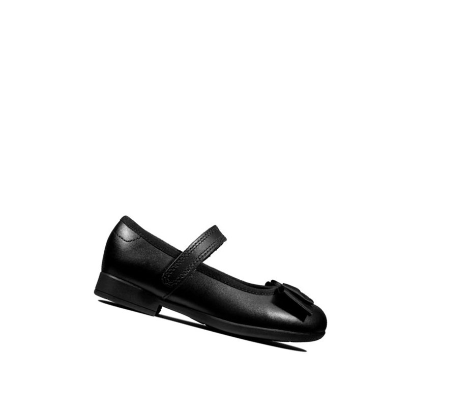 Clarks Scala Tap Leder Schulschuhe Mädchen Schwarz | ZFCW45213