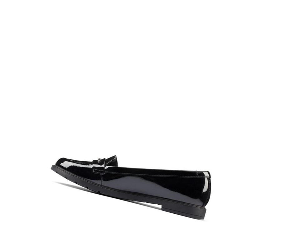 Clarks Scala Walk Lack Leder Slip On & Loafers Mädchen Schwarz | QMJG28741