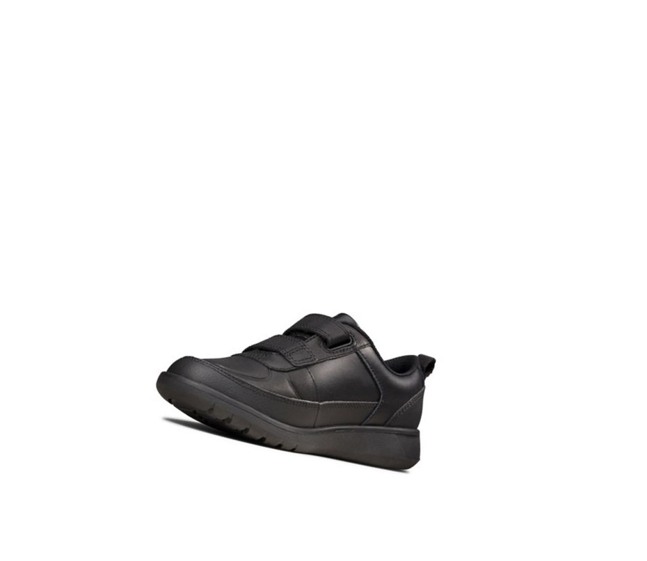 Clarks Scape Flare Leder Schulschuhe Jungen Schwarz | OEFU14260