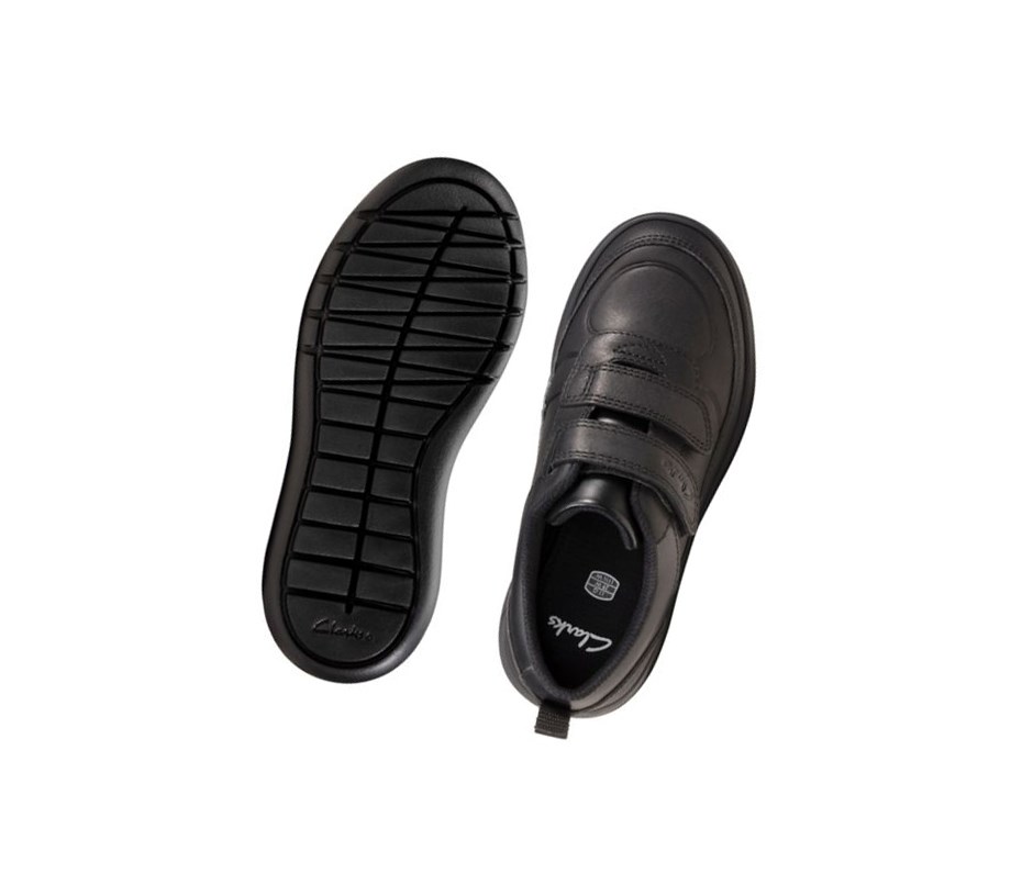 Clarks Scape Flare Leder Schulschuhe Jungen Schwarz | OEFU14260
