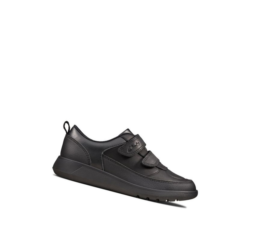 Clarks Scape Flare Leder Schulschuhe Jungen Schwarz | OEFU14260