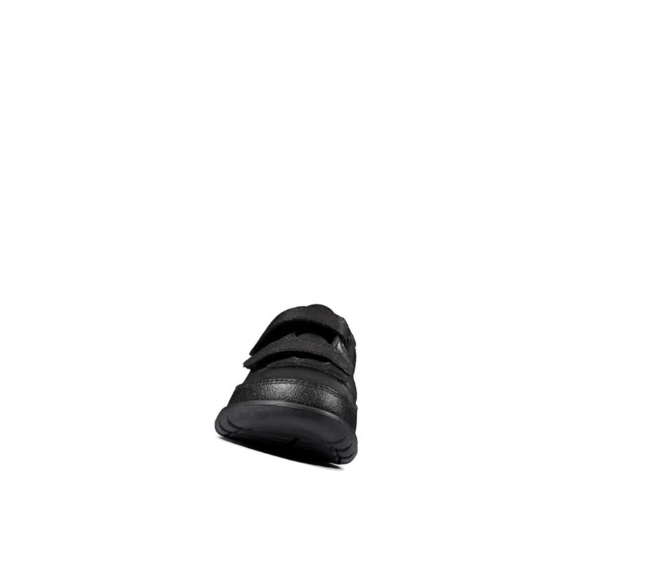 Clarks Scape Flare Leder Schulschuhe Mädchen Schwarz | EAFG29345