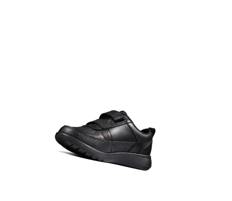 Clarks Scape Flare Leder Schulschuhe Mädchen Schwarz | EAFG29345