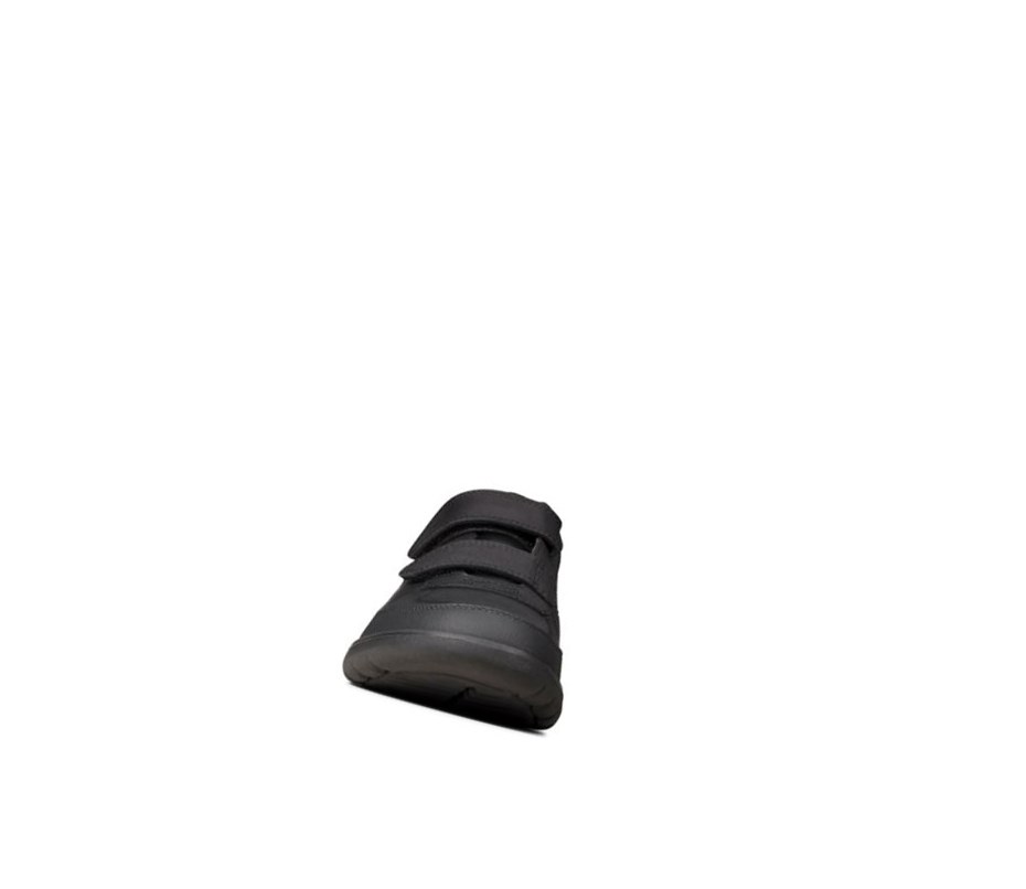 Clarks Scape Flare Leder Schulschuhe Mädchen Schwarz | GAFR82907