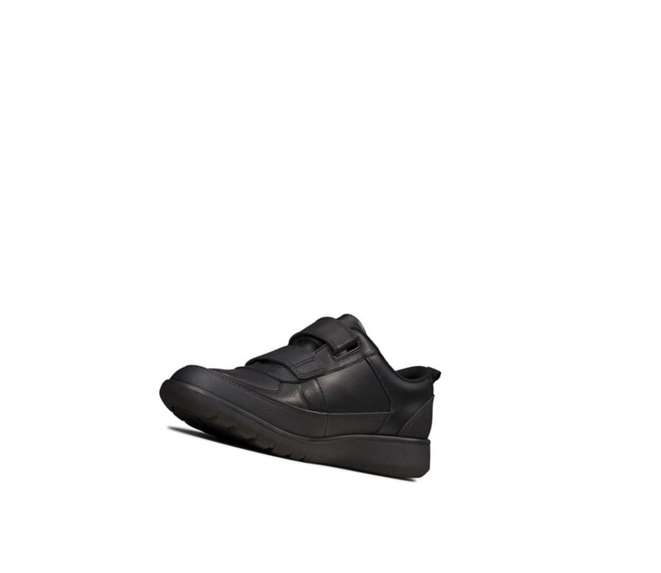 Clarks Scape Flare Leder Schulschuhe Mädchen Schwarz | GAFR82907