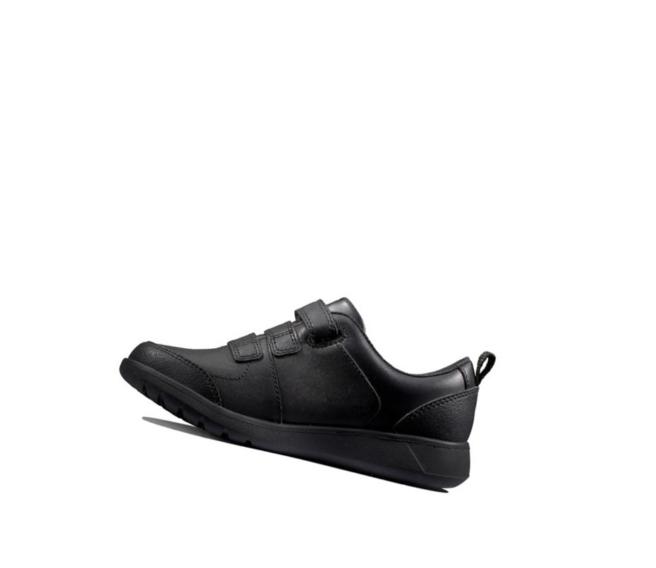 Clarks Scape Sky Leder Schulschuhe Jungen Schwarz | DXVN42167