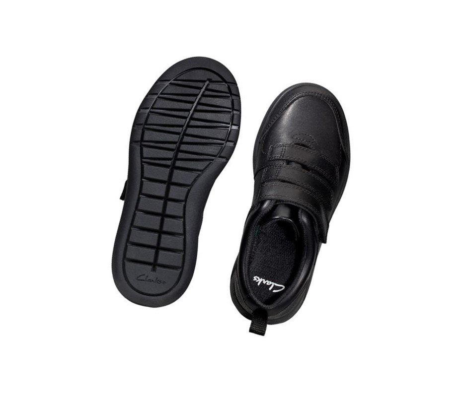 Clarks Scape Sky Leder Schulschuhe Jungen Schwarz | DXVN42167