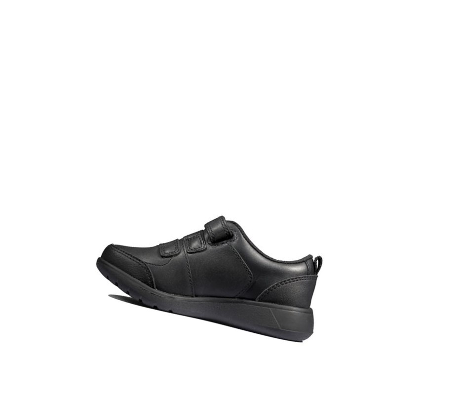 Clarks Scape Sky Leder Schulschuhe Jungen Schwarz | VODY01975
