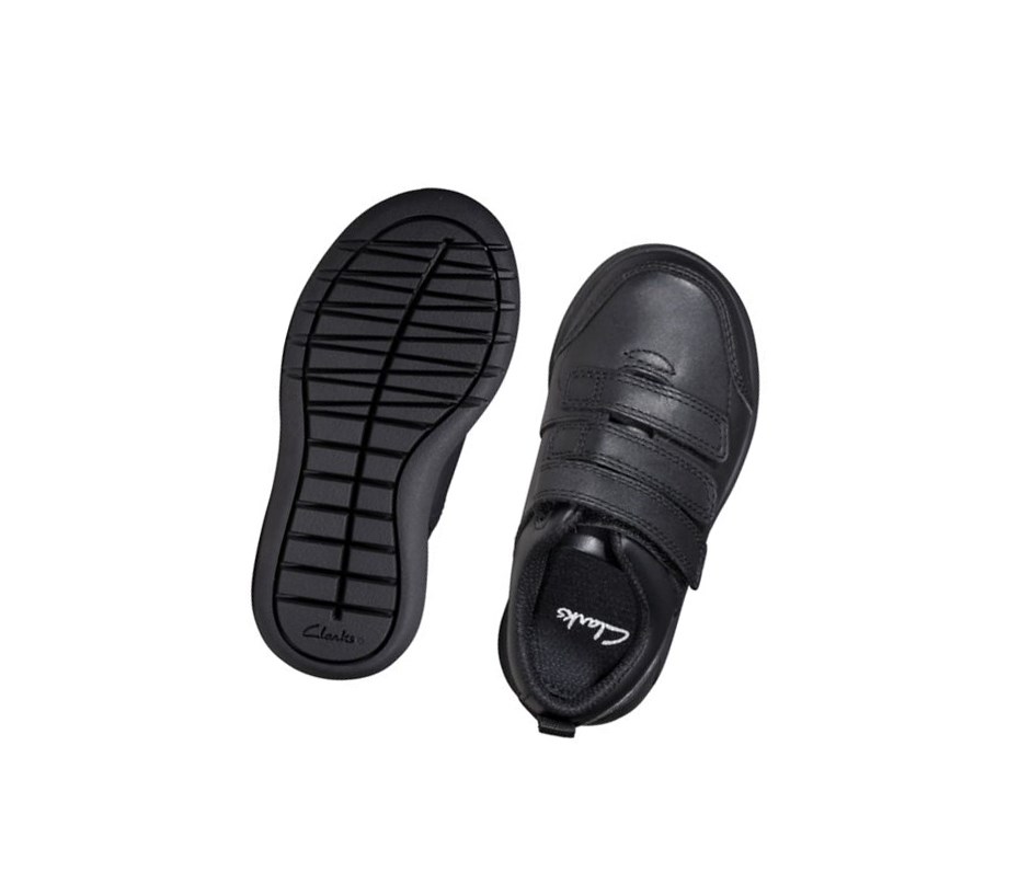 Clarks Scape Sky Leder Schulschuhe Jungen Schwarz | VODY01975