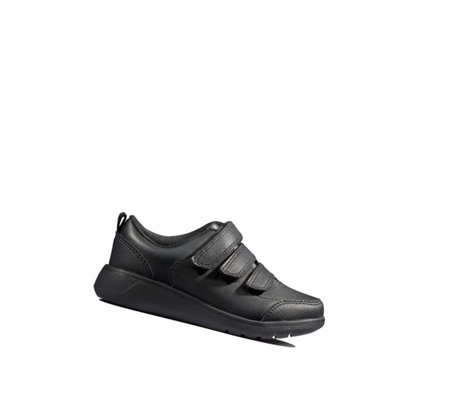 Clarks Scape Sky Leder Schulschuhe Jungen Schwarz | VODY01975