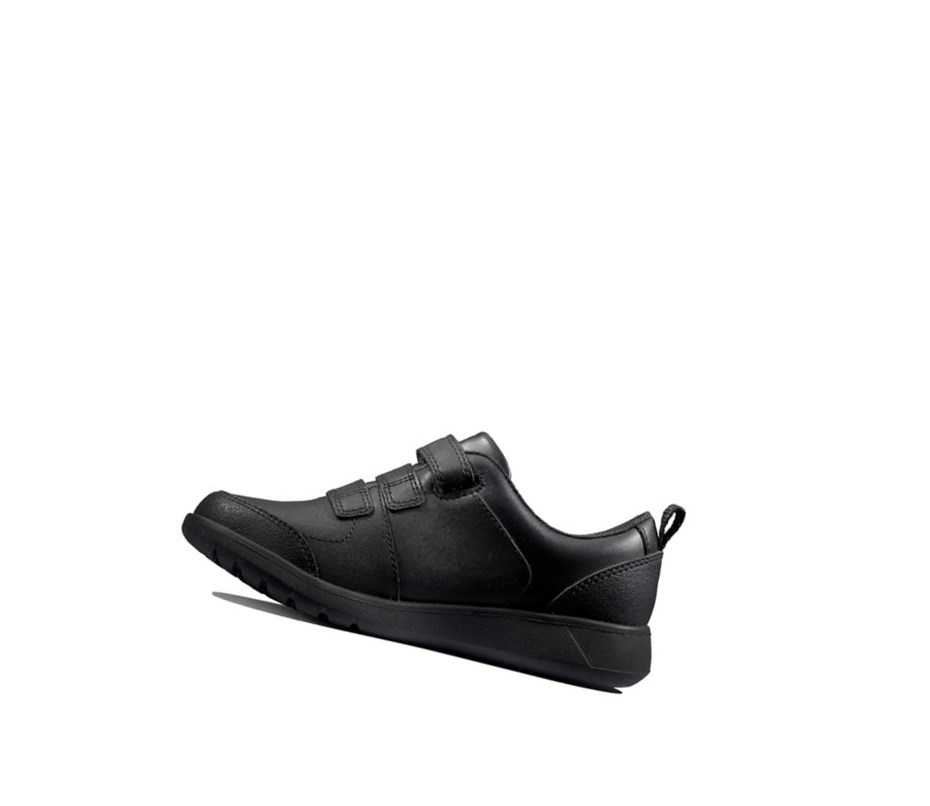Clarks Scape Sky Leder Schulschuhe Mädchen Schwarz | BAVT89321