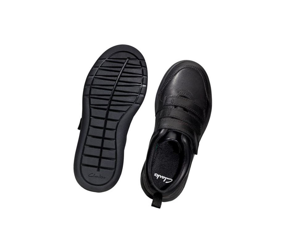 Clarks Scape Sky Leder Schulschuhe Mädchen Schwarz | BAVT89321