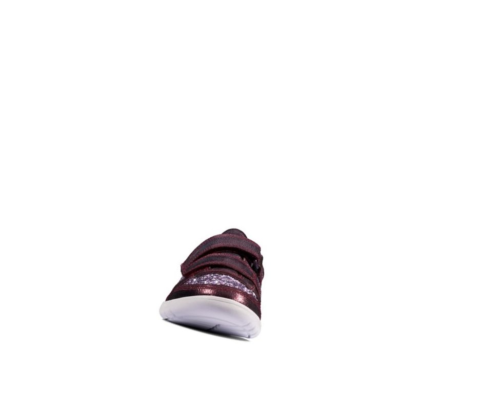 Clarks Scape Spirit Leder Sneakers Mädchen Bordeaux | AGTB89065