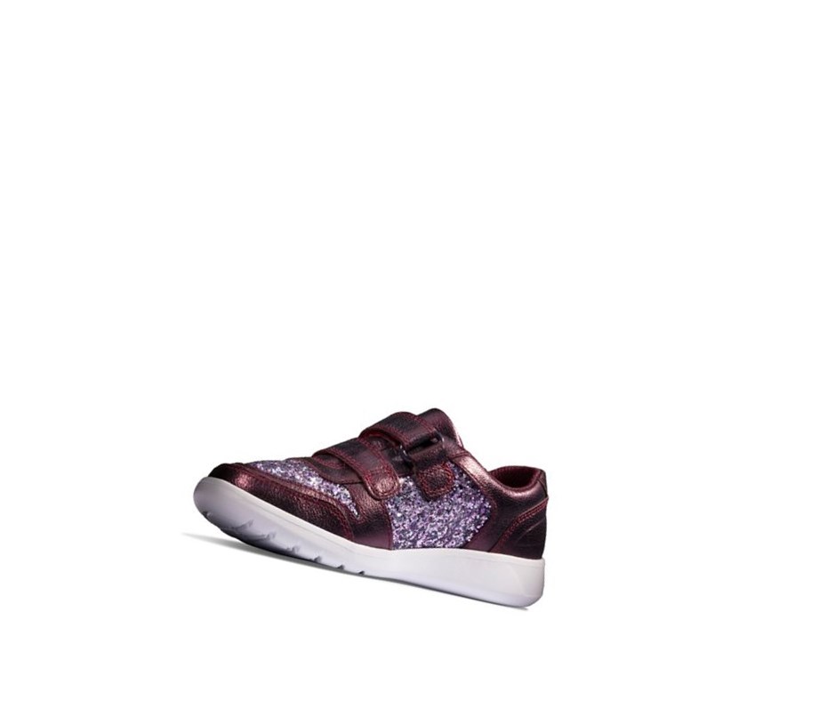 Clarks Scape Spirit Leder Sneakers Mädchen Bordeaux | AGTB89065