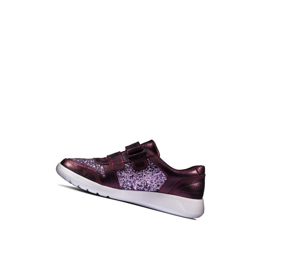 Clarks Scape Spirit Leder Sneakers Mädchen Bordeaux | AGTB89065