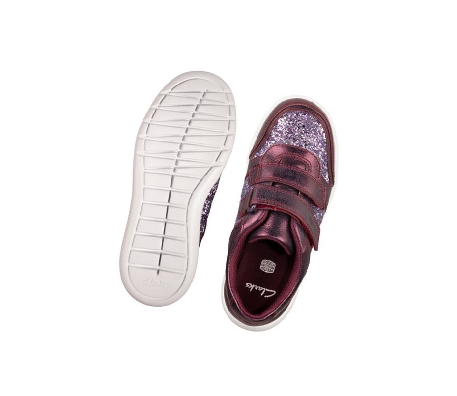 Clarks Scape Spirit Leder Sneakers Mädchen Bordeaux | AGTB89065