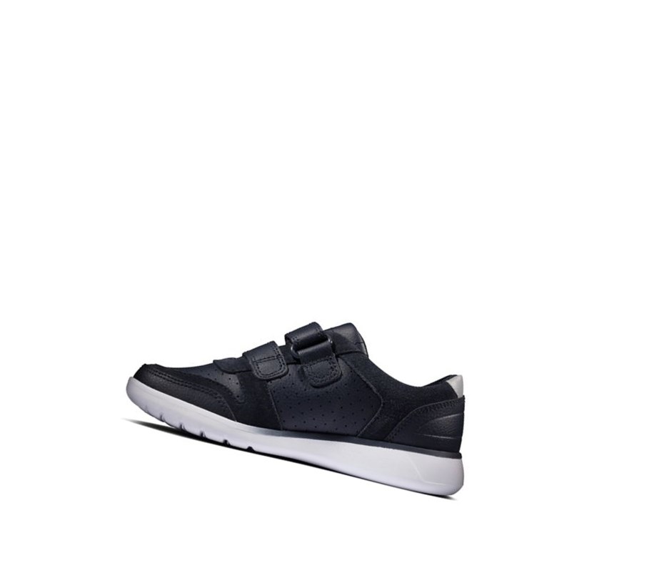 Clarks Scape Spirit Leder Sneakers Mädchen Navy | POFK95160