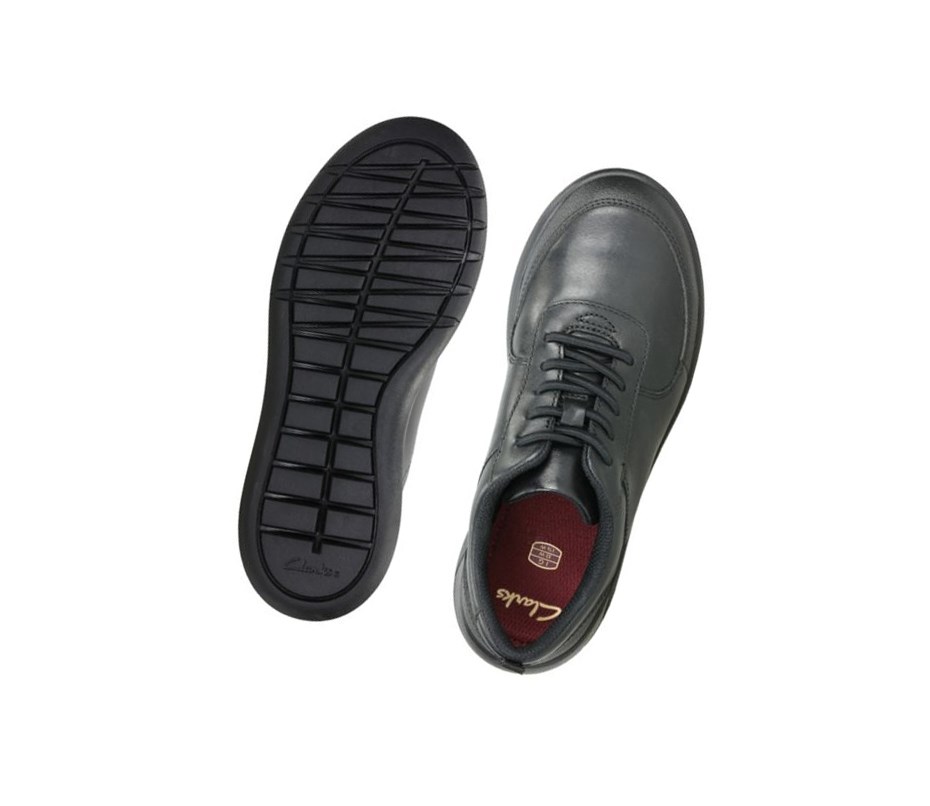 Clarks Scape Street Leder Schulschuhe Jungen Schwarz | MGXV49806