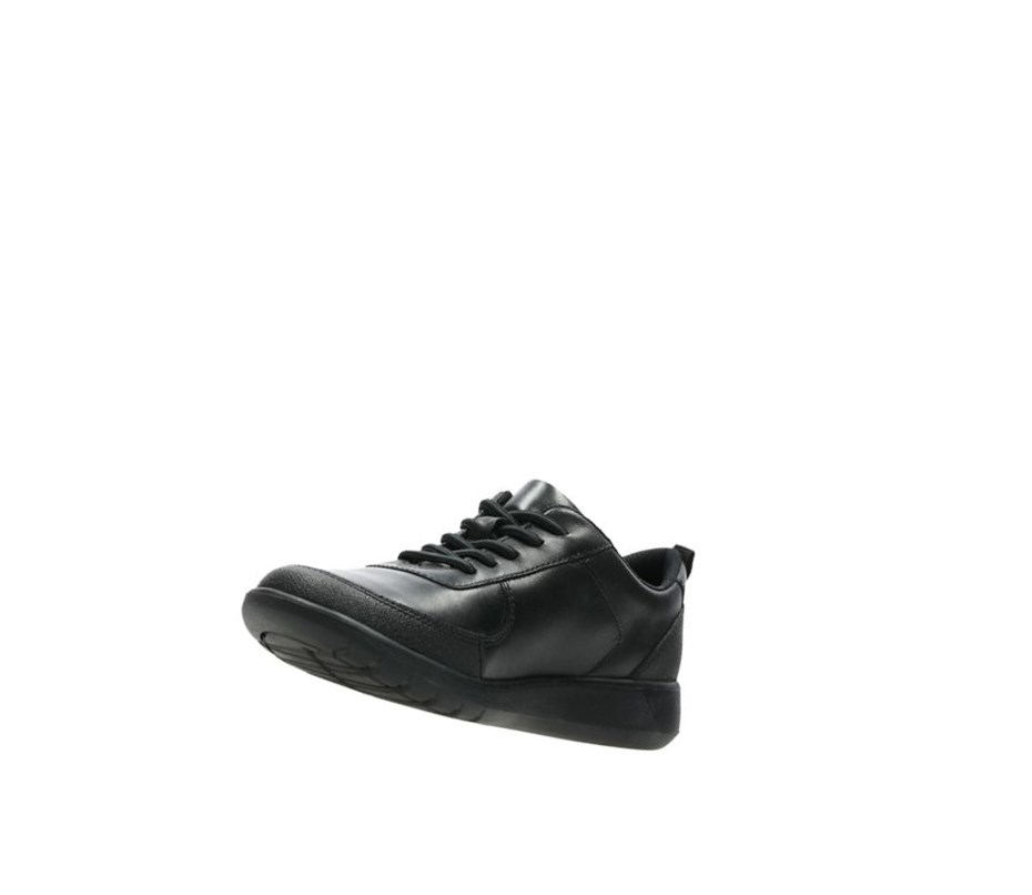 Clarks Scape Street Leder Schulschuhe Mädchen Schwarz | FCPA37495