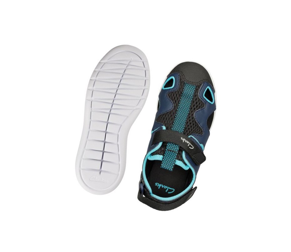 Clarks Scape Surf Synthetik Lässige Sandalen Mädchen Navy | DIVN21640