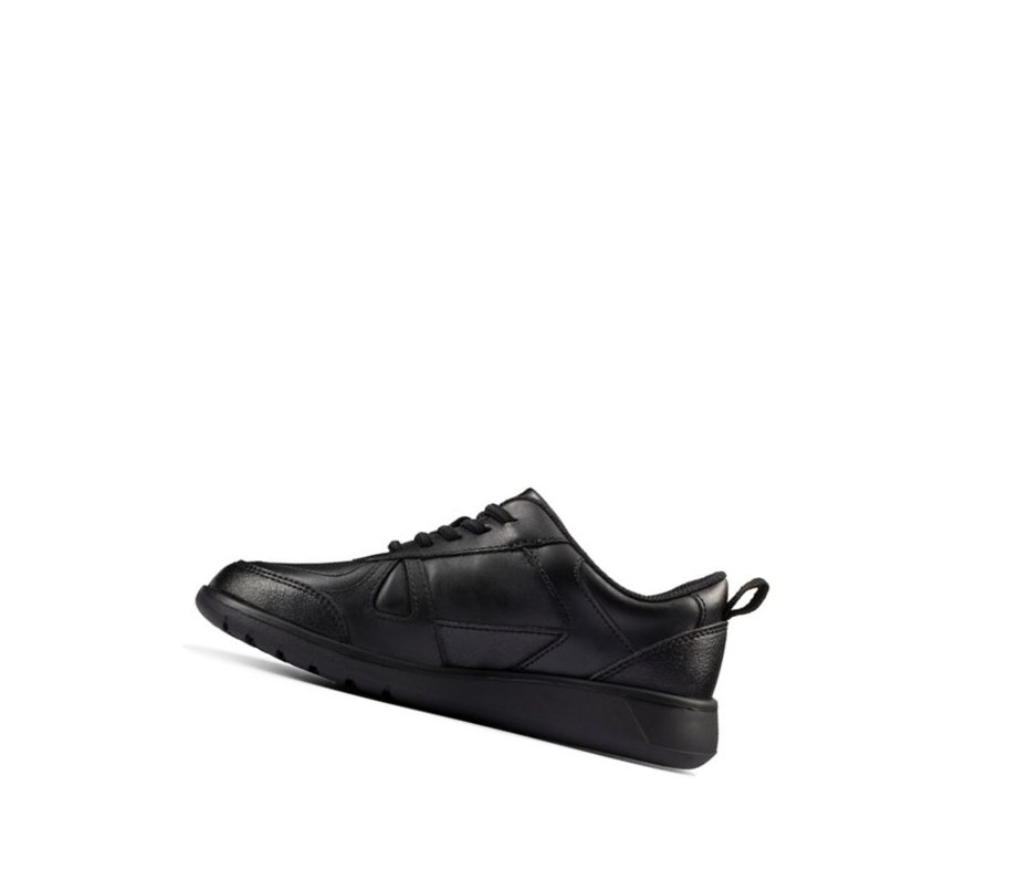 Clarks Scape Track Leder Schulschuhe Mädchen Schwarz | PMSO31780