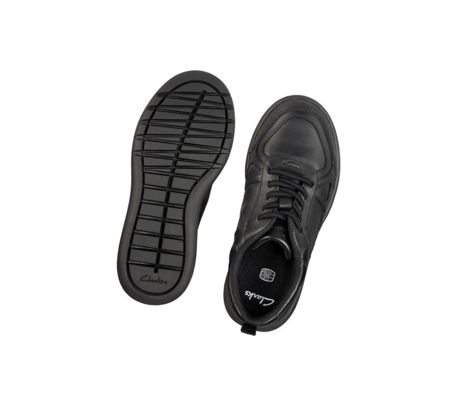 Clarks Scape Track Leder Schulschuhe Mädchen Schwarz | PMSO31780