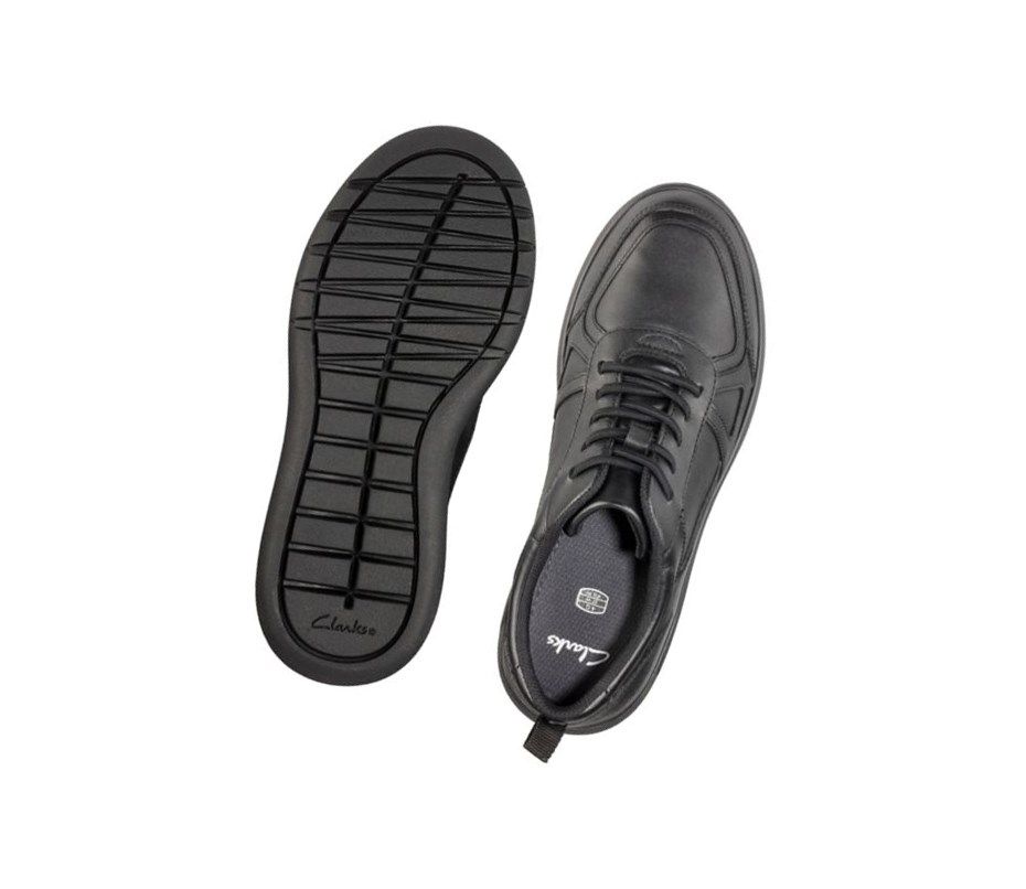 Clarks Scape Track Leder Schulschuhe Mädchen Schwarz | TAWR67824