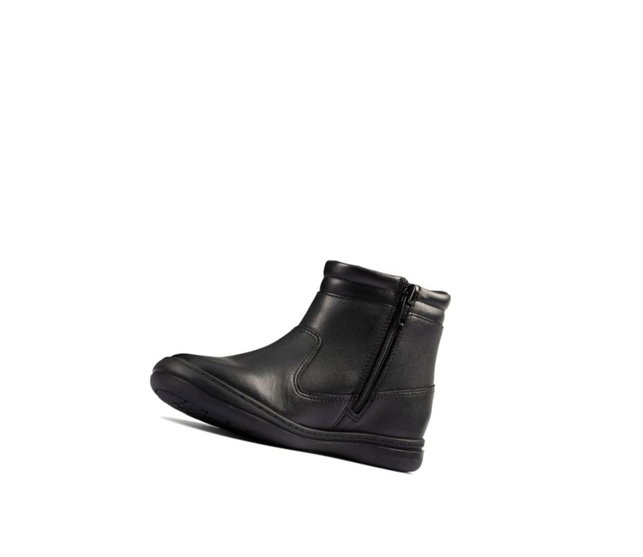 Clarks Scooter Go Gore-tex Leder Schulschuhe Mädchen Schwarz | FOSG19438