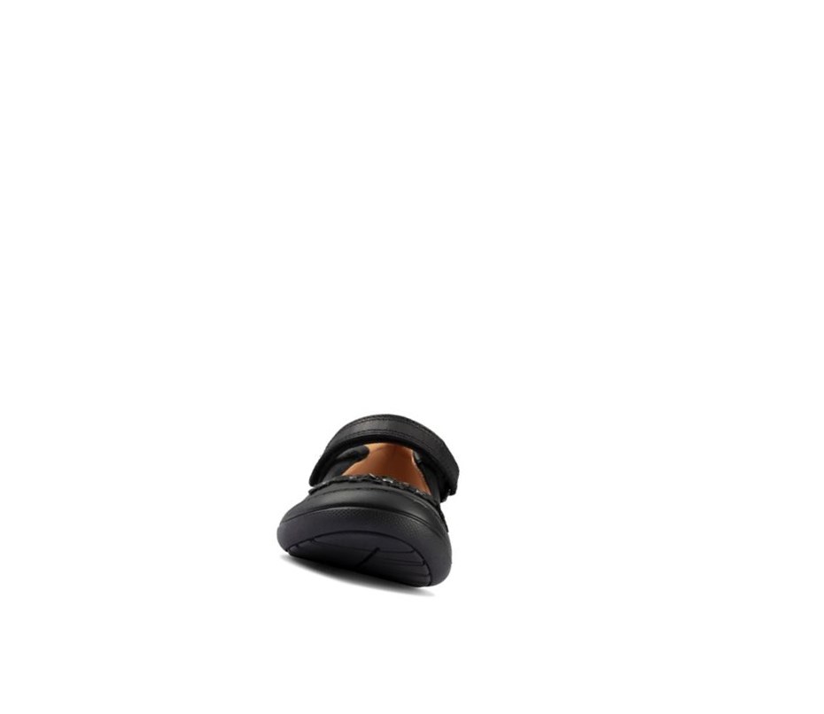 Clarks Scooter Jump Leder Mary Jane Schuhe Mädchen Schwarz | WYHR52714