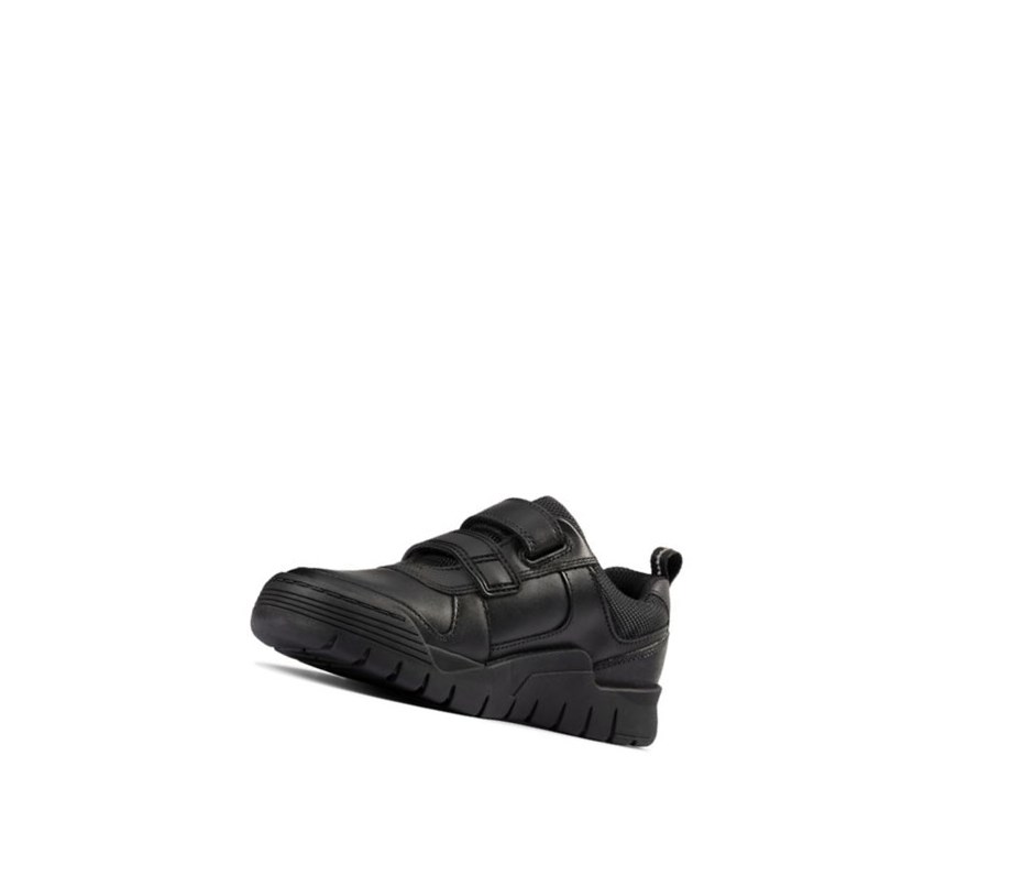 Clarks Scooter Speed Leder Schulschuhe Jungen Schwarz | NUXI17069