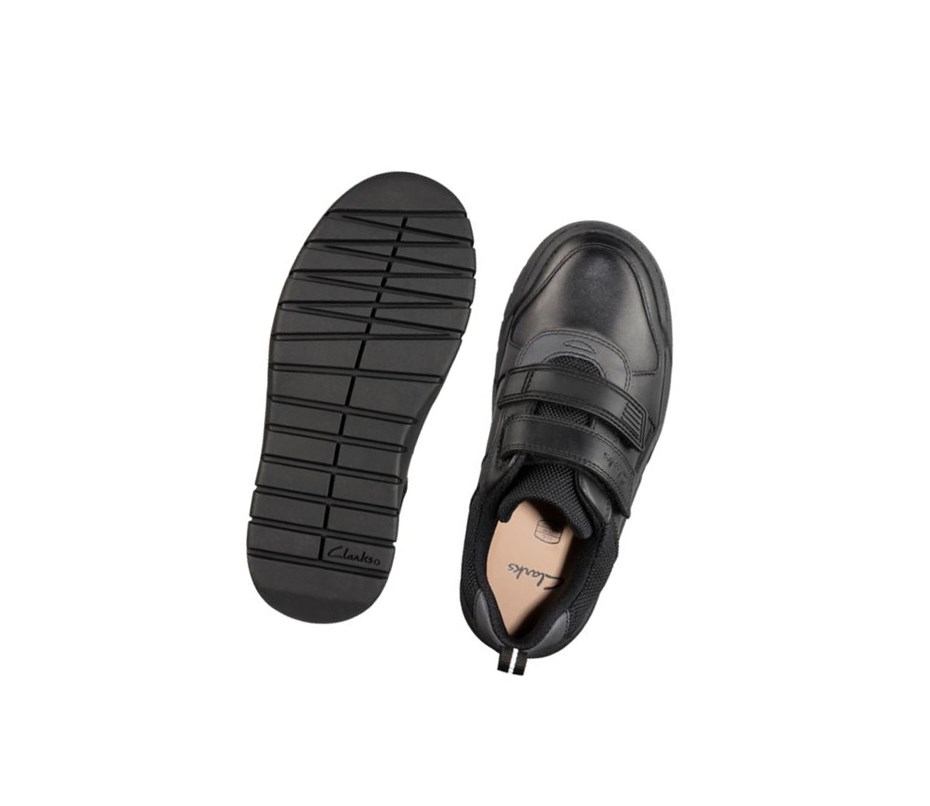 Clarks Scooter Speed Leder Schulschuhe Jungen Schwarz | NUXI17069