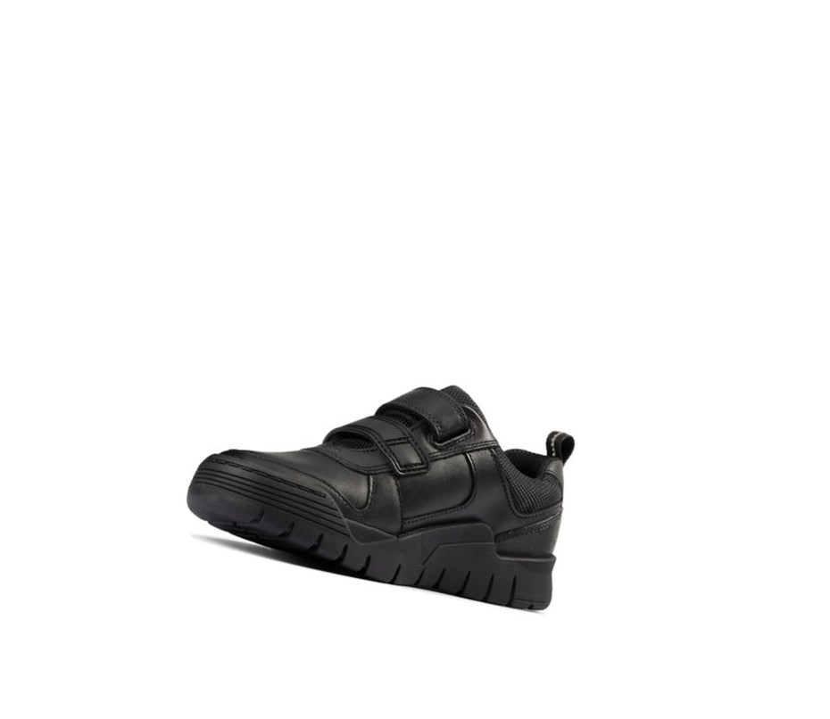 Clarks Scooter Speed Leder Schulschuhe Mädchen Schwarz | OGJE91346