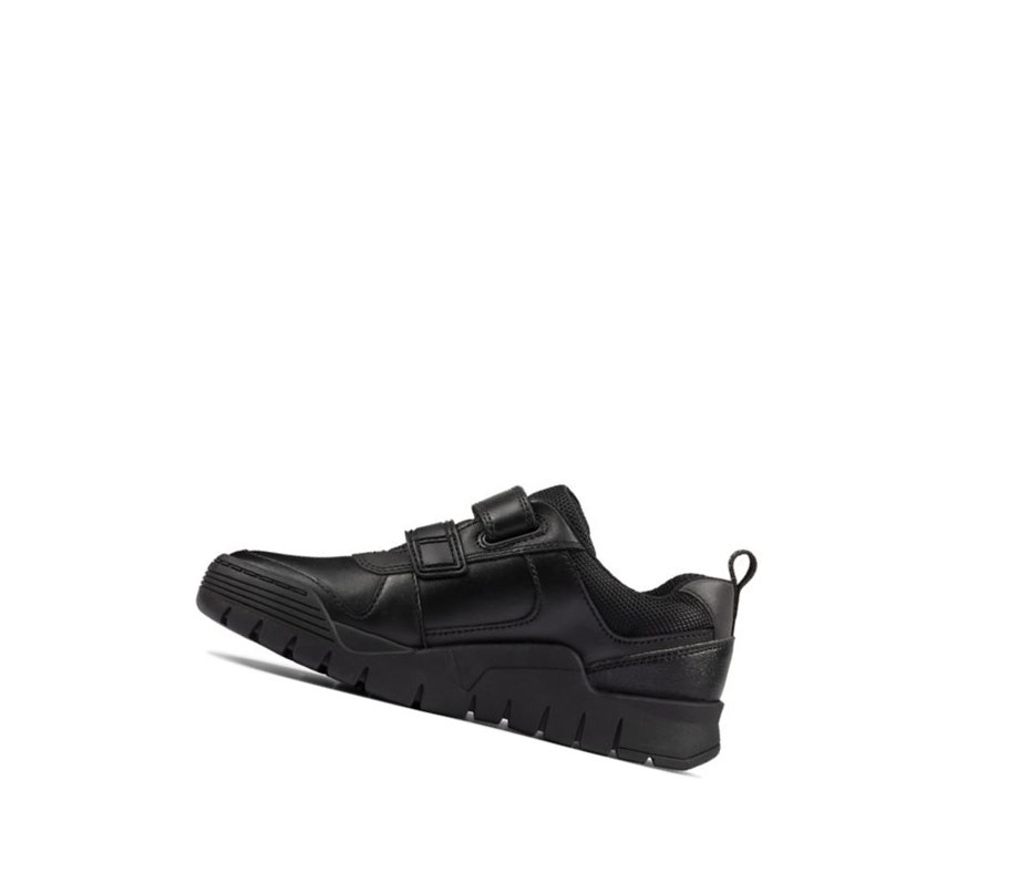 Clarks Scooter Speed Leder Schulschuhe Mädchen Schwarz | OGJE91346