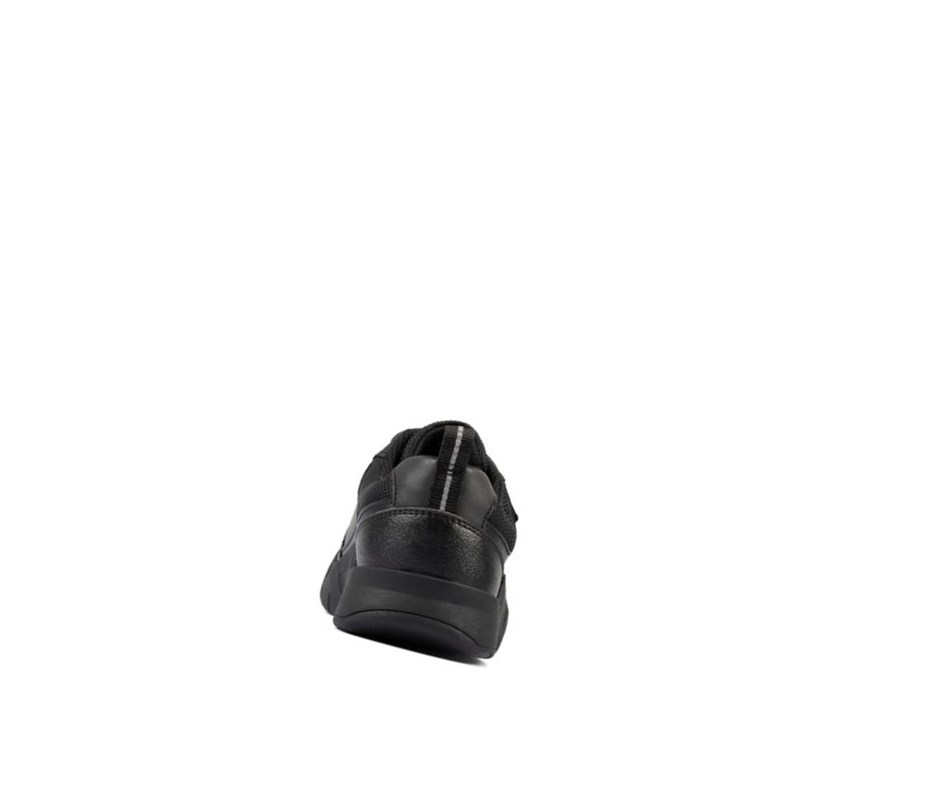 Clarks Scooter Speed Leder Schulschuhe Mädchen Schwarz | OGJE91346
