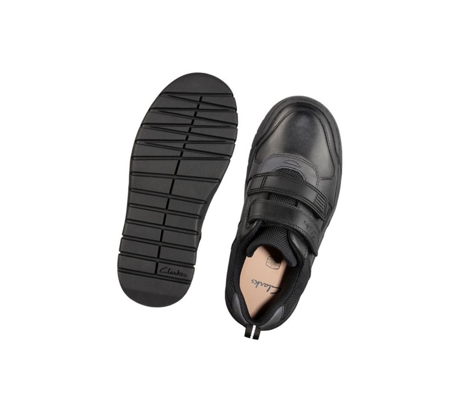 Clarks Scooter Speed Leder Schulschuhe Mädchen Schwarz | OGJE91346