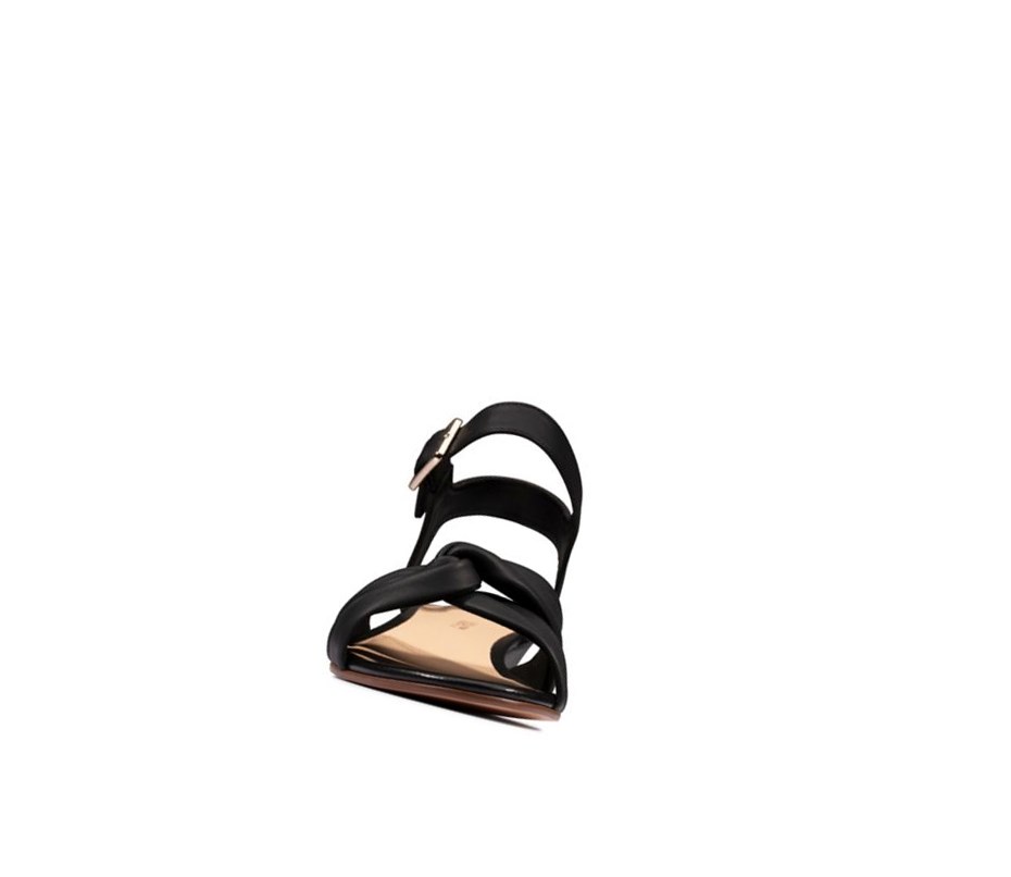 Clarks Sense Riemen Leder Keilabsatz Sandalen Damen Schwarz | OHVU78465