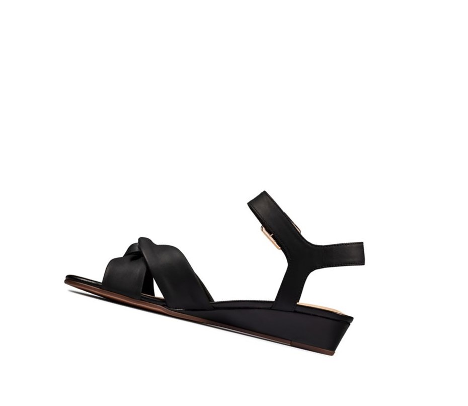 Clarks Sense Riemen Leder Keilabsatz Sandalen Damen Schwarz | OHVU78465