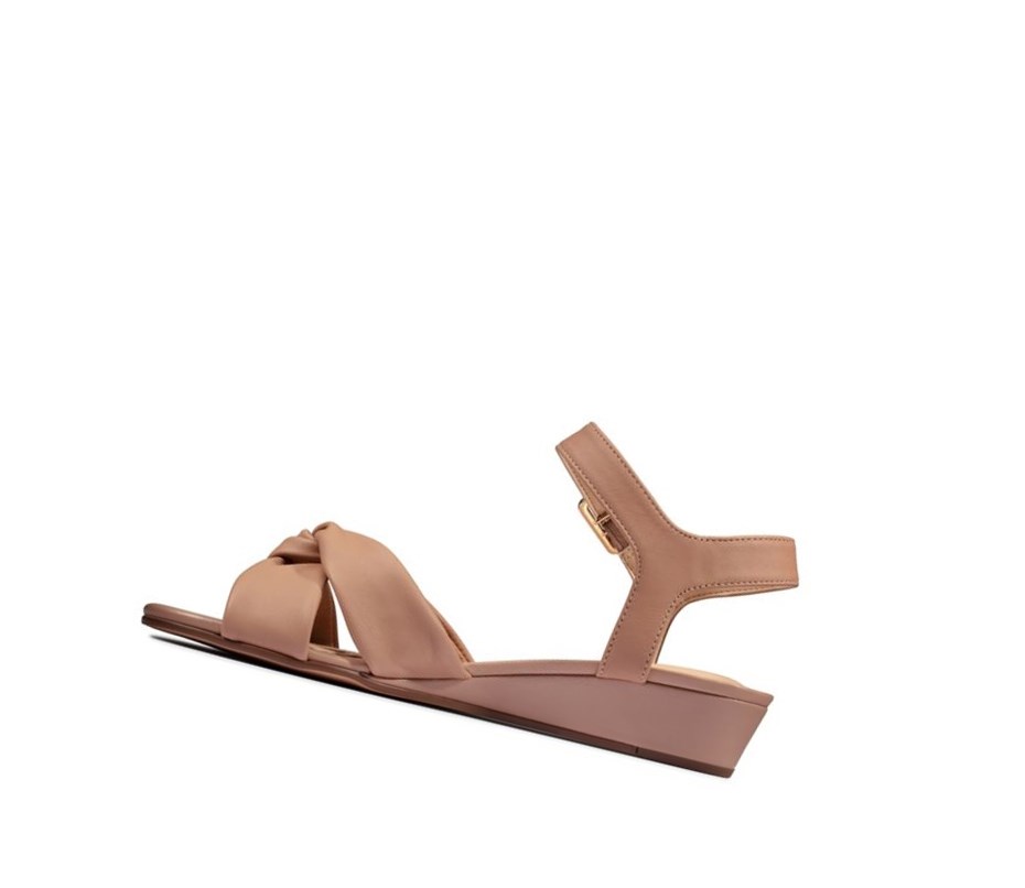 Clarks Sense Riemen Leder Keilabsatz Sandalen Damen Hautfarbe | VKWU40967