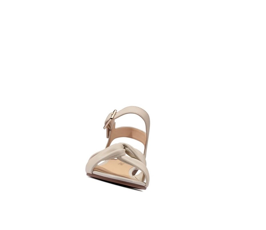 Clarks Sense Riemen Leder Keilabsatz Sandalen Damen Weiß | XMOT23904