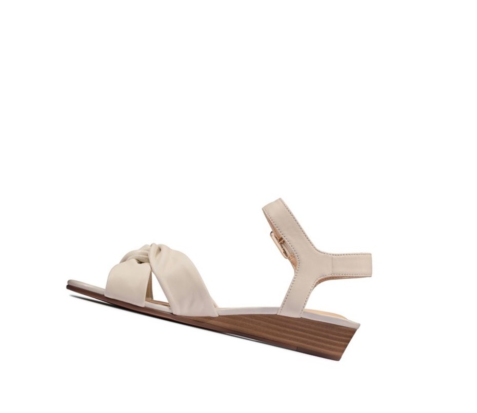 Clarks Sense Riemen Leder Keilabsatz Sandalen Damen Weiß | XMOT23904