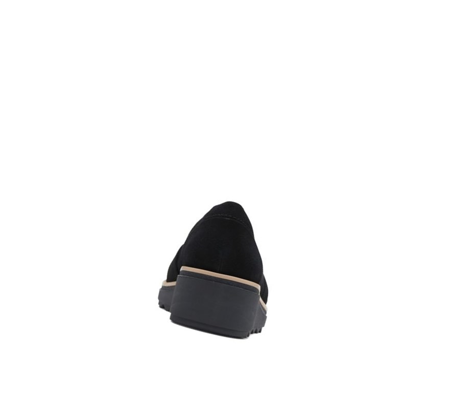 Clarks Sharon Dasher Wildleder Weite Fit Slip On Schuhe Damen Schwarz | AOJZ80439