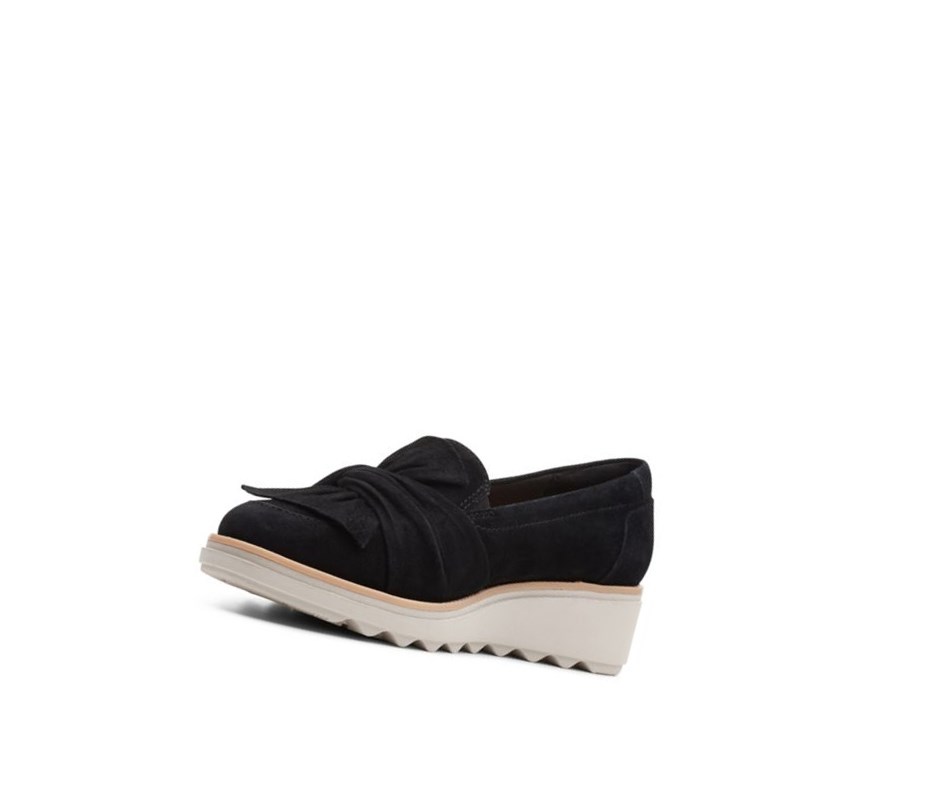 Clarks Sharon Dasher Wildleder Weite Fit Loafers Damen Schwarz | CAYI79340