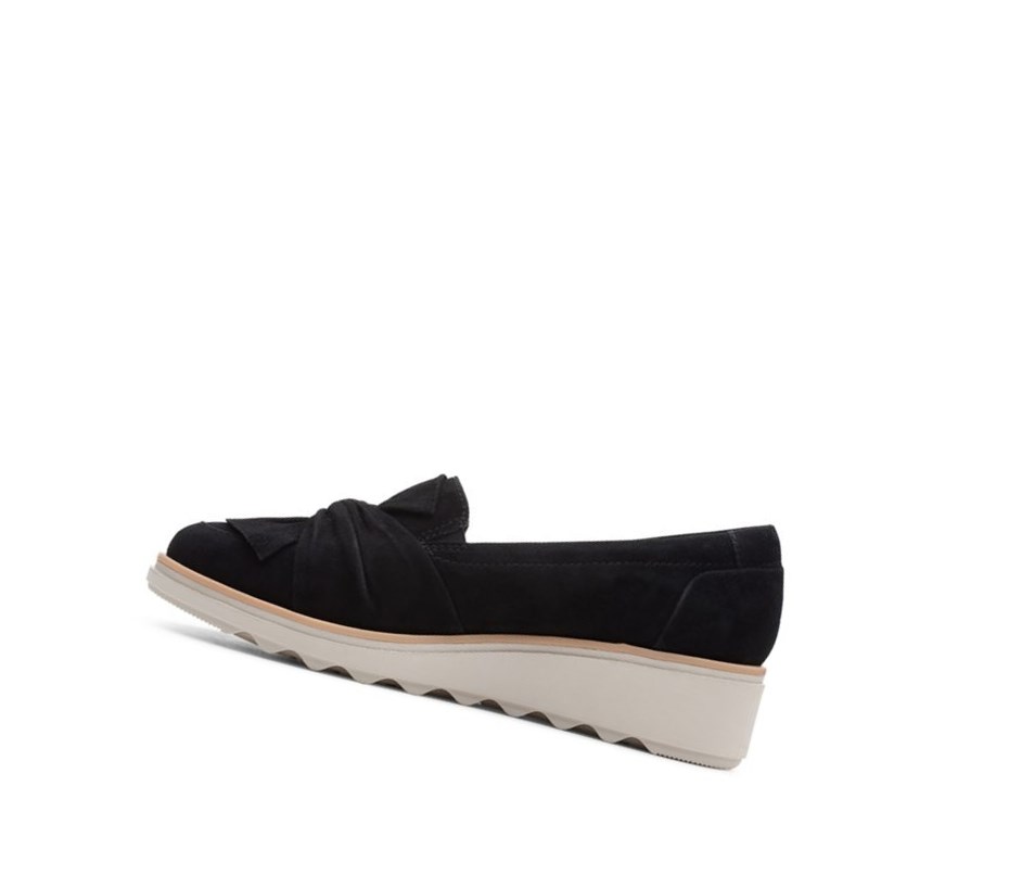 Clarks Sharon Dasher Wildleder Weite Fit Loafers Damen Schwarz | CAYI79340